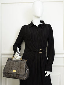 Dolce & Gabbana Dark Grey Python  Sicily Medium Bag