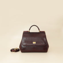 Dolce & Gabbana Bordeaux Lizard Embossed Sicily Medium Bag
