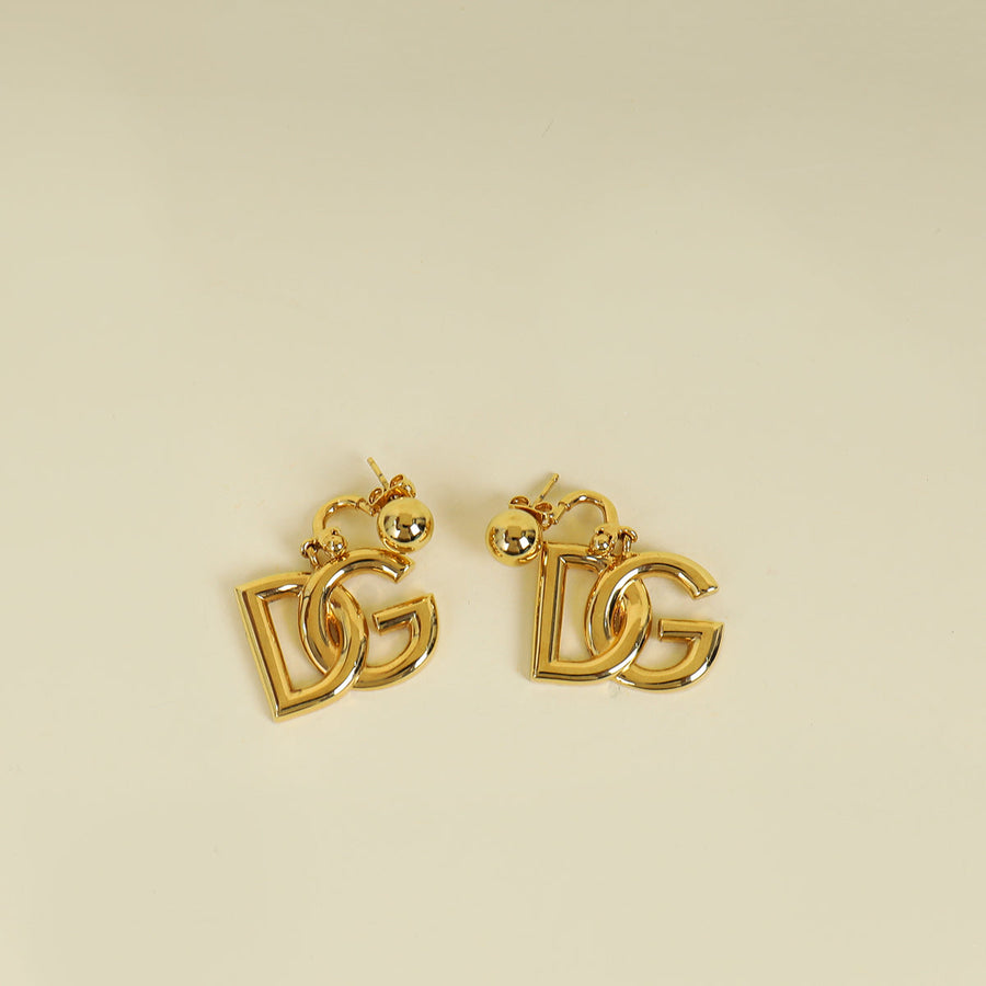 Dolce & Gabbana Gold DG Logo Drop Earrings