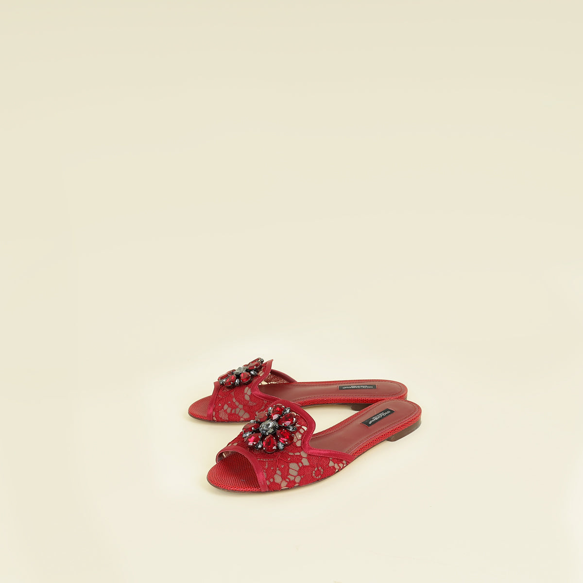 Dolce & Gabbana Red Bellucci Slide Flat Sandals 37.5