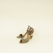 Dolce & Gabbana Metallic Bronze Keira DG Heel Metallic Fabric Ankle Strap Sandals 37