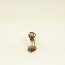 Dolce & Gabbana Metallic Bronze Keira DG Heel Metallic Fabric Ankle Strap Sandals 37