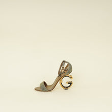 Dolce & Gabbana Metallic Bronze Keira DG Heel Metallic Fabric Ankle Strap Sandals 37