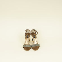 Dolce & Gabbana Metallic Bronze Keira DG Heel Metallic Fabric Ankle Strap Sandals 37