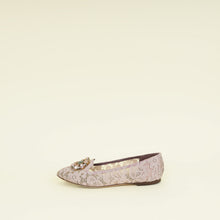 Dolce & Gabbana Lilac Bellucci Crystal Embellished Lace Flat Ballerina 40.5