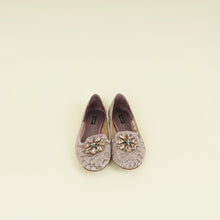 Dolce & Gabbana Lilac Bellucci Crystal Embellished Lace Flat Ballerina 40.5