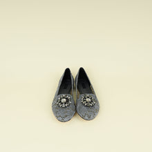 Dolce & Gabbana Grey Bellucci Crystal Embellished Lace Flat Ballerina 40.5