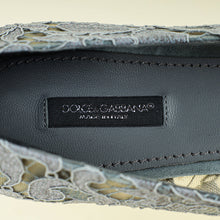 Dolce & Gabbana Grey Bellucci Crystal Embellished Lace Flat Ballerina 40.5
