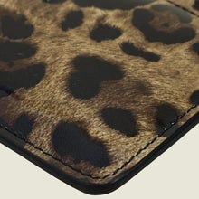 Dolce & Gabbana Bicolor Leopard Print Logo Plaque Medium Zip Card Holder