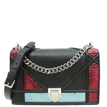 Christian Dior Black Sequins Diorama Flap Medium Shoulder Bag