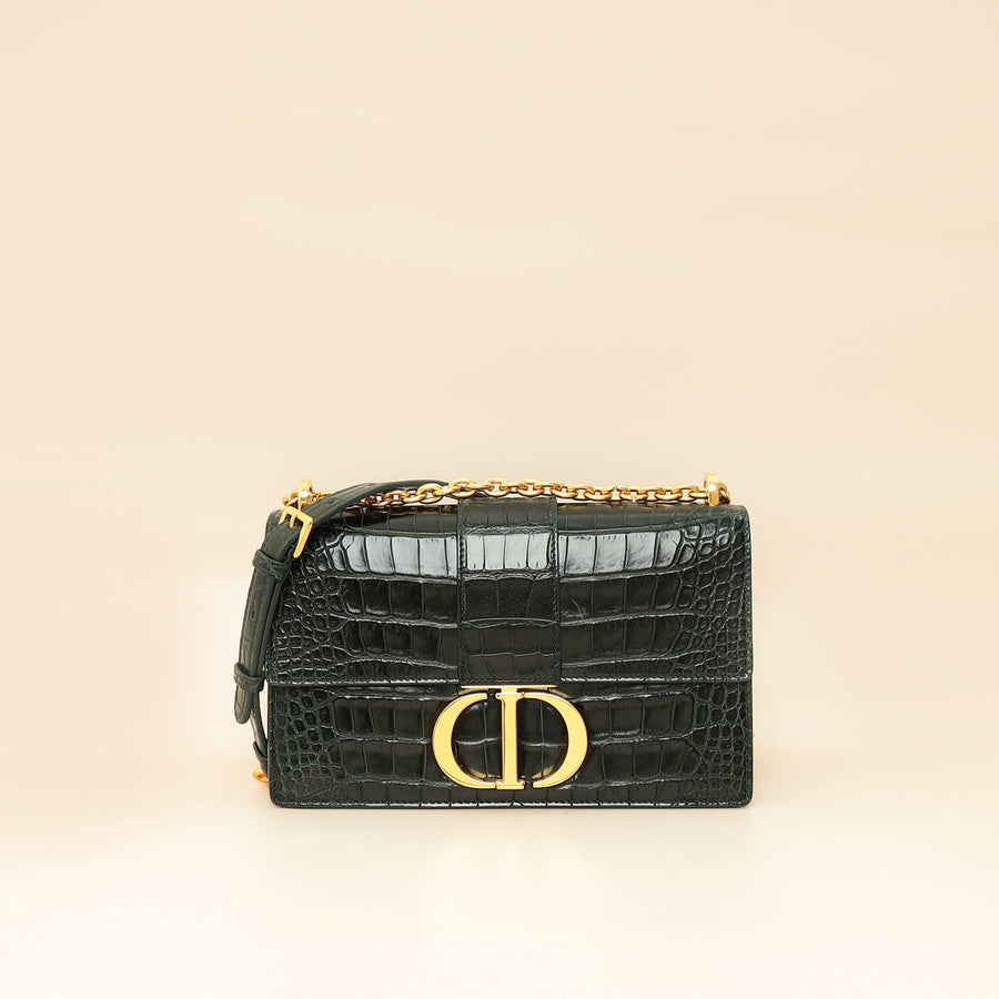 Christian Dior Forest Green Alligator 30 Montaigne Medium Bag