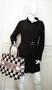 Christian Dior Tricolor Dioramour D-Chess Heart Book Medium Tote Bag
