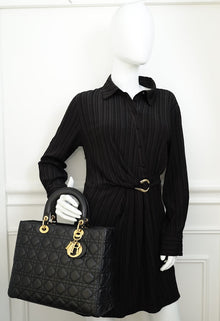 Christian Dior Black Lady Dior Large Bag