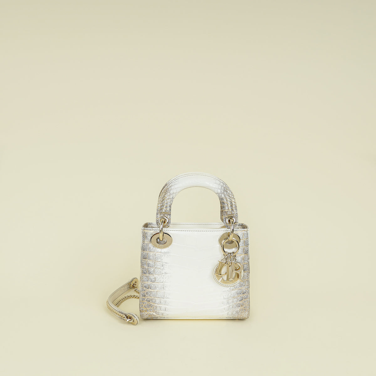 Christian Dior Bicolor Lady Dior Himalaya Crocodile Mini Chain Bag