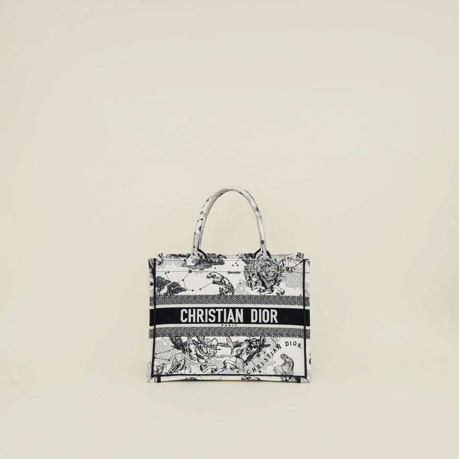 Christian Dior Bicolor Zodiac Embroidered Book Tote Medium Bag