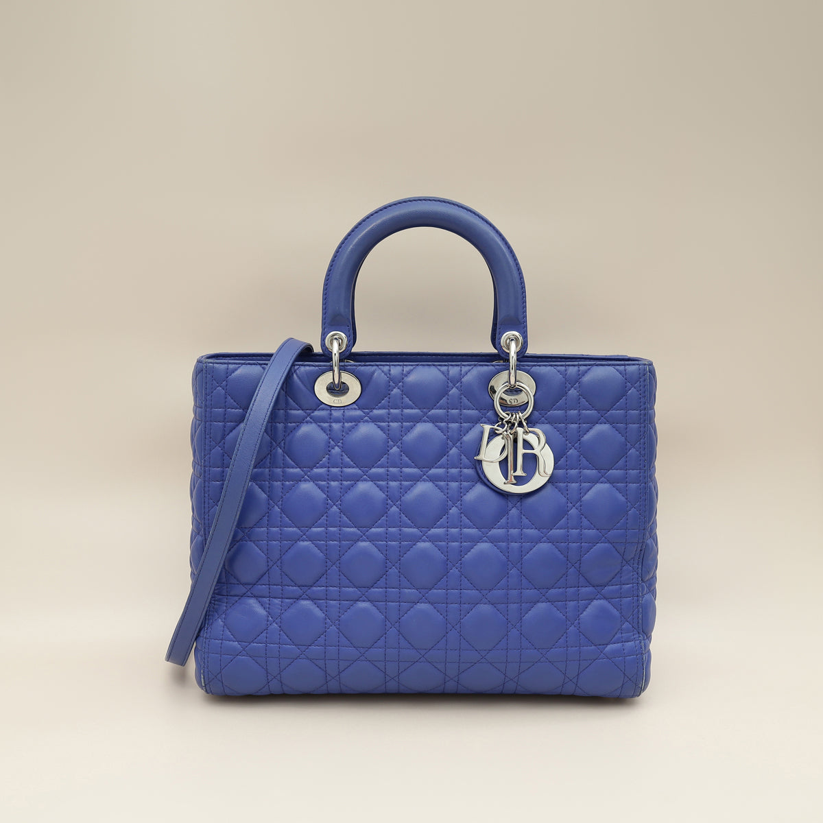 Christian Dior Blue Lady Dior Large Bag