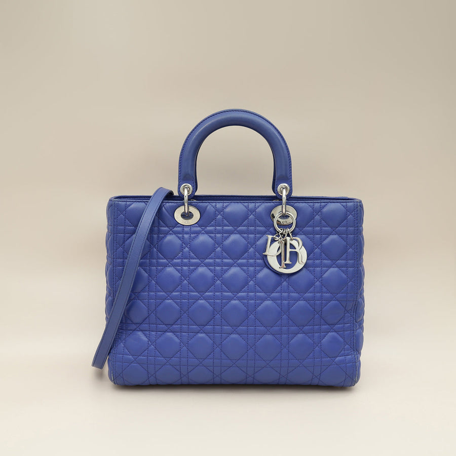 Christian Dior Blue Lady Dior Large Bag