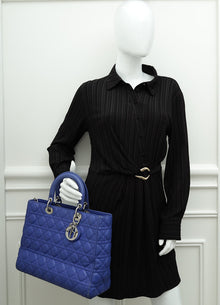 Christian Dior Blue Lady Dior Large Bag
