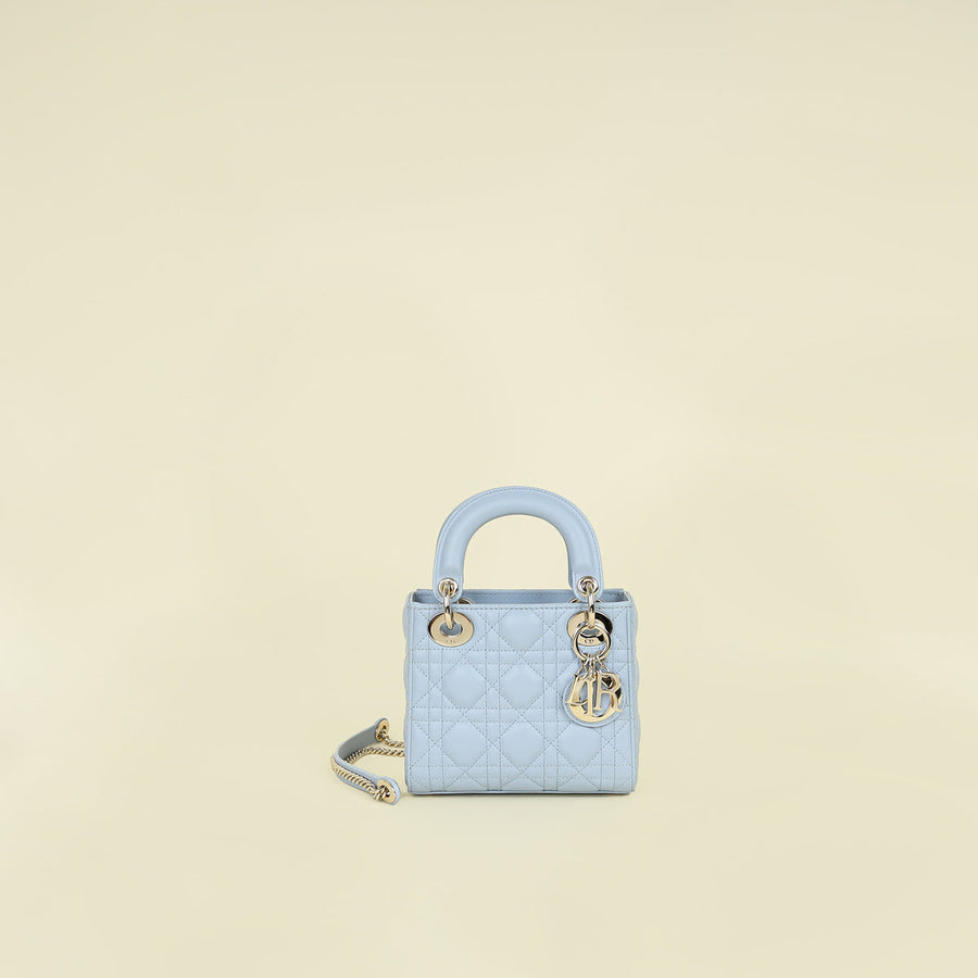 Christian Dior Ice Blue Chain Mini Lady Dior Bag