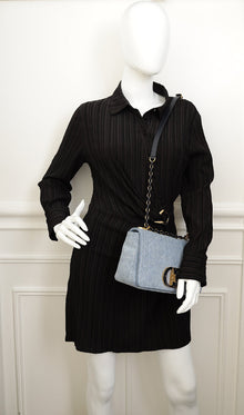 Christian Dior Blue Denim Macrocannage Medium Caro Bag