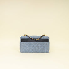 Christian Dior Blue Denim Macrocannage Medium Caro Bag