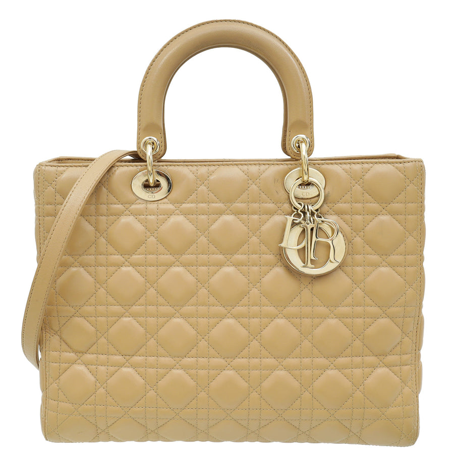 Christian Dior Beige Lady Dior Large Bag