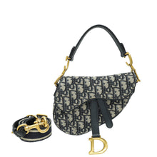 Christian Dior Navy Blue Oblique Saddle Mini Bag W/ Adjustable Strap