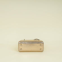 Christian Dior Metallic Champagne Lady Dior Metallic Python Mini Chain Bag
