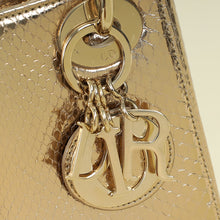 Christian Dior Metallic Champagne Lady Dior Metallic Python Mini Chain Bag