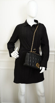 Christian Dior Black Supple Cannage Caro Large Flap Bag