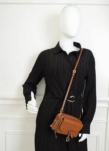 Christian Dior Brown Double Saddle Pouch Crossbody Bag