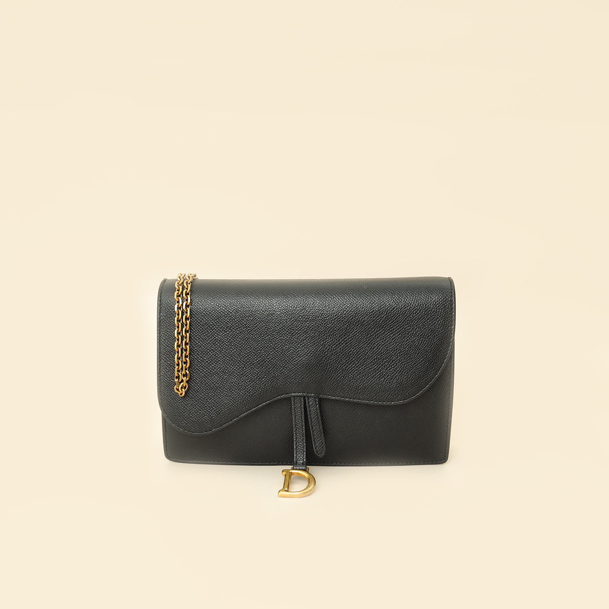 Christian Dior Black Saddle Wallet On Chain Bag