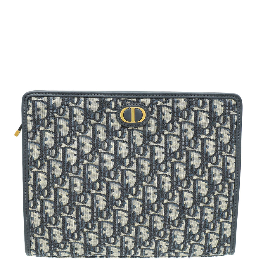 Christian Dior Navy Blue Oblique 30 Montaigne Dea Pouch