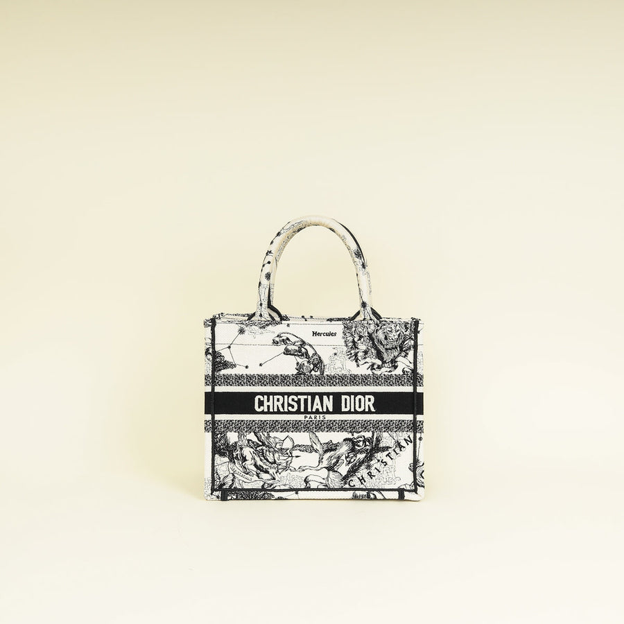 Christian Dior Bicolor Zodiac Embroidery Small Book Tote Bag W/ UP INITIALS