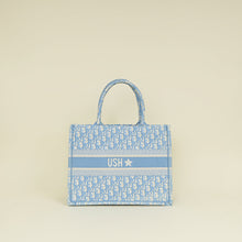 Christian Dior Light Blue Oblique Book Tote Medium Bag W/ USH Initial