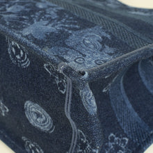 Christian Dior Navy Blue Denim Flowers Embroidered Medium Book Tote Bag