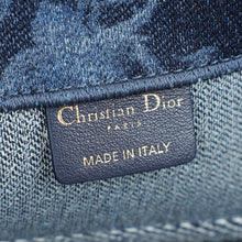Christian Dior Navy Blue Denim Flowers Embroidered Medium Book Tote Bag