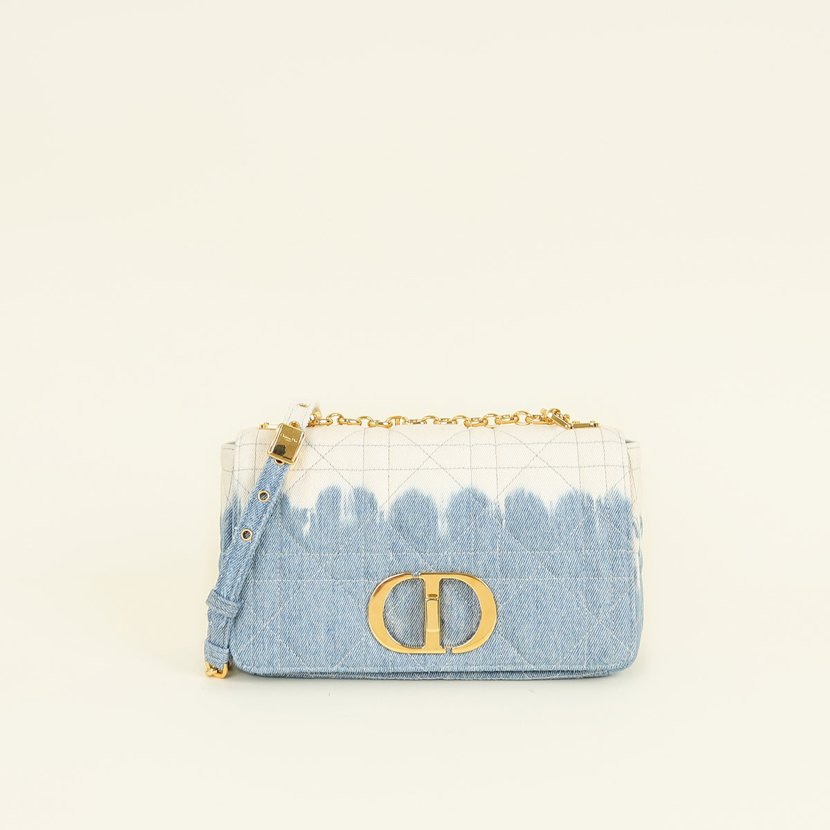 Christian Dior Blue Tie-Dye Denim Macrocannage Caro Medium Shoulder Bag