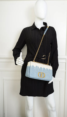 Christian Dior Blue Tie-Dye Denim Macrocannage Caro Medium Shoulder Bag