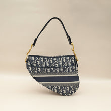 Christian Dior Navy Blue Oblique Saddle Medium Bag