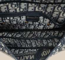 Christian Dior Navy Blue Oblique Saddle Medium Bag