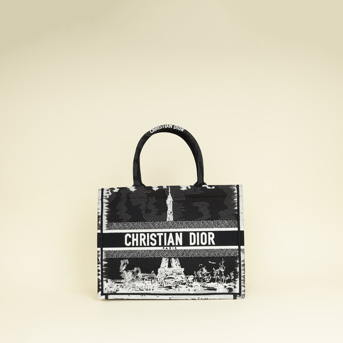 Christian Dior Paris w/ Eiffel Tower Embroidered Book Medium Tote Bag