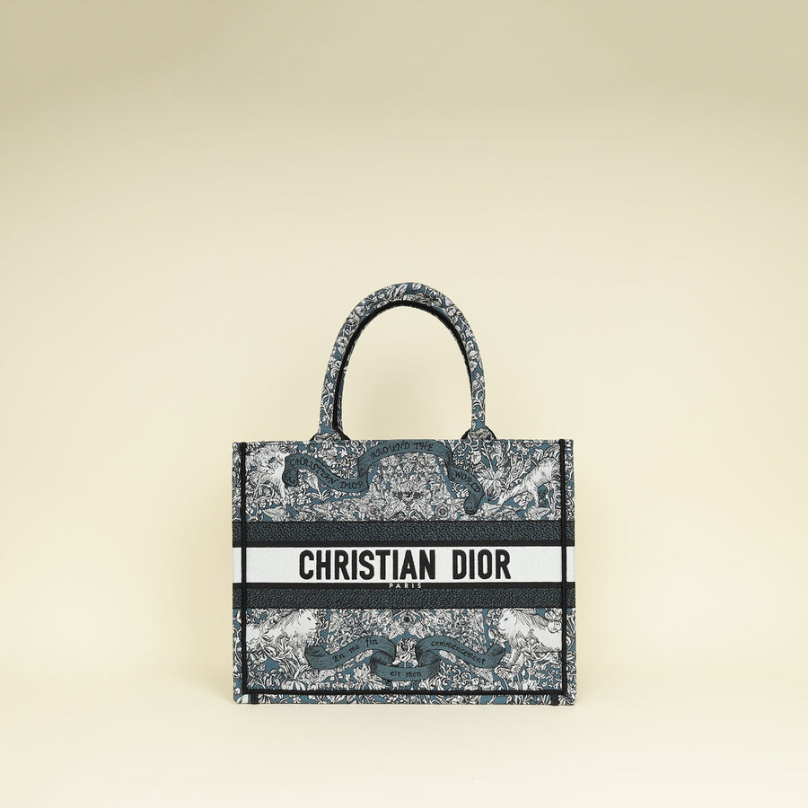 Christian Dior Tricolor "Around the World" Embroidered Book Medium Tote Bag