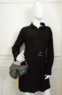 Christian Dior Navy Blue Oblique Saddle Mini Bag W/ Strap