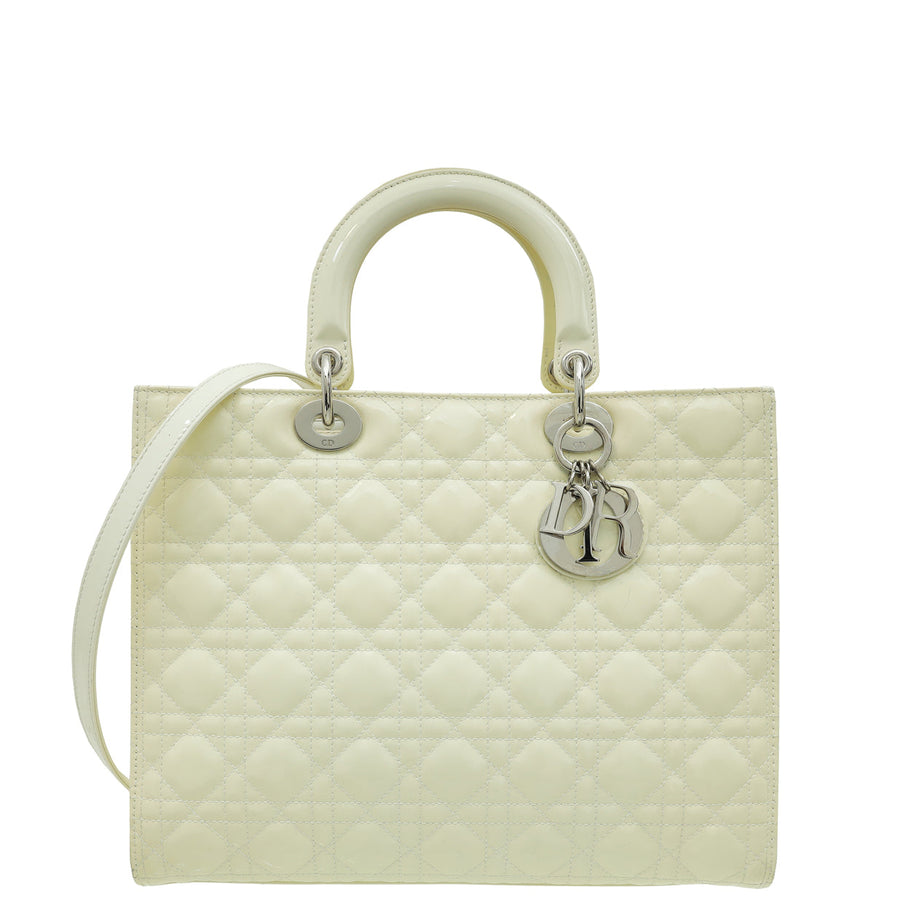 Christian Dior White Lady Dior Large Bag