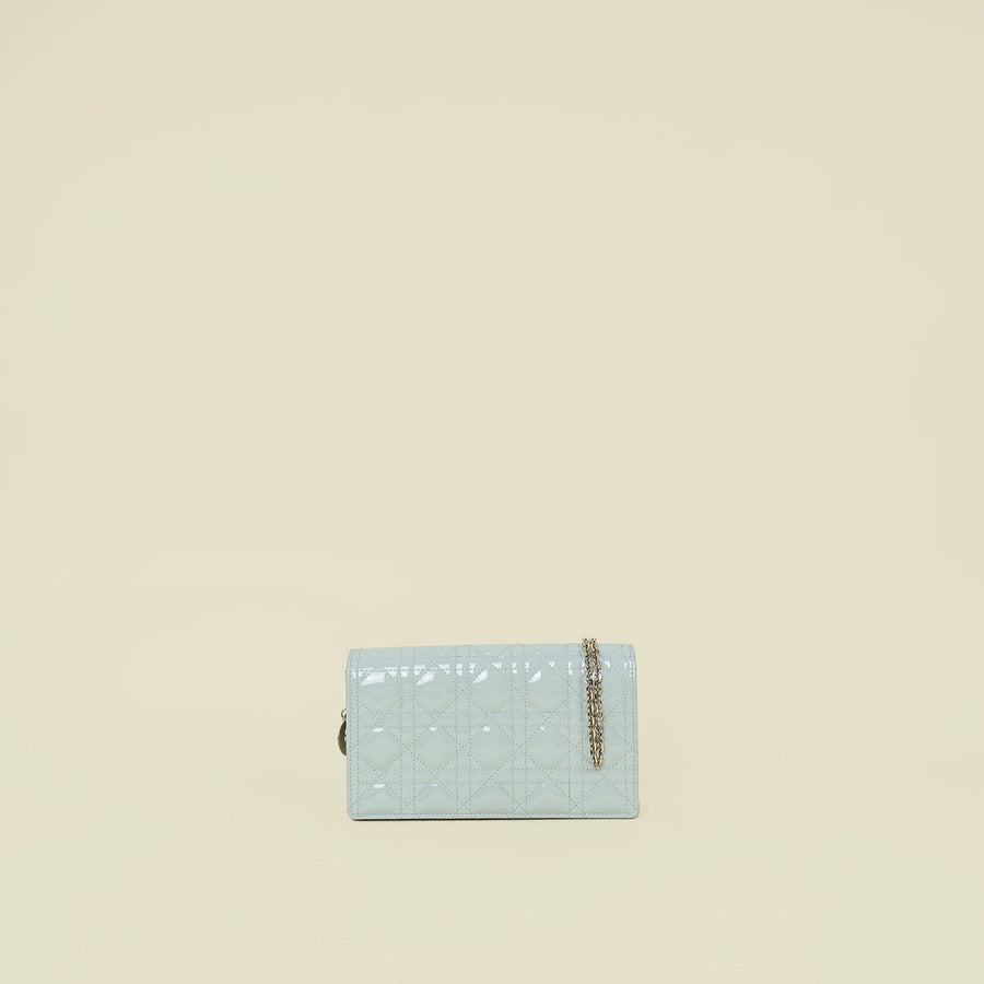Christian Dior Placid Blue Lady Dior Chain Clutch