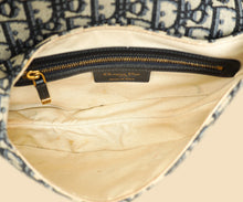 Christian Dior Navy Blue Oblique Saddle Medium Bag