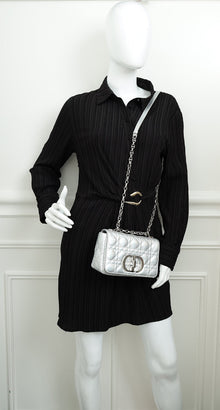 Christian Dior Metallic Silver Small Dior Caro Bag