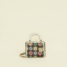 Christian Dior Off White Beaded Cannage Chain Mini Lady Dior Bag