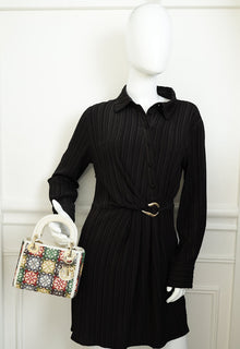 Christian Dior Off White Beaded Cannage Chain Mini Lady Dior Bag
